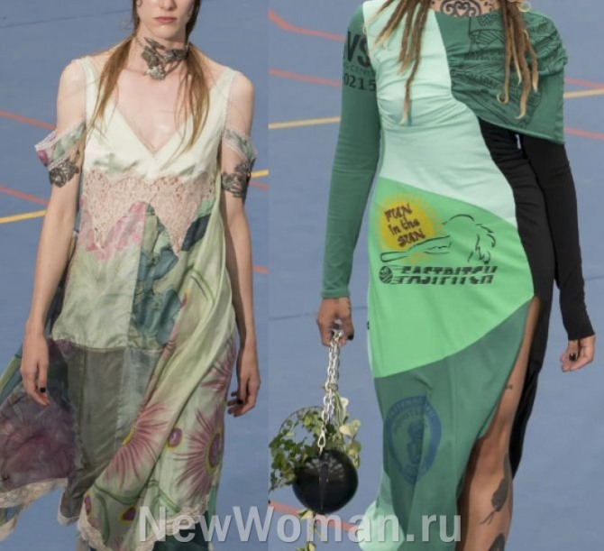 горячий тренд весна-лето 2023 - летние платья в технике пэчворк из старых лоскутов шелковой и трикотажной ткани