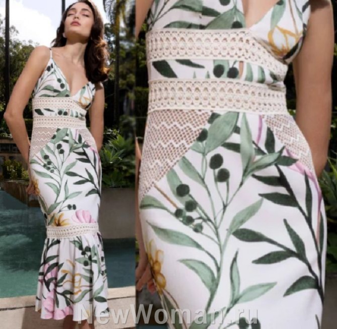 красивое элегантное летнее платье со вставками из прошвы и кружева - мода 2023 года - PatBo Resort 2023, Нью-Йорк