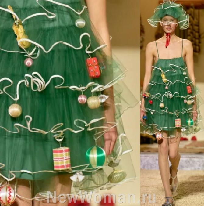 новогоднее зеленое шифоновое платье в виде новогодней рождественской ёлки