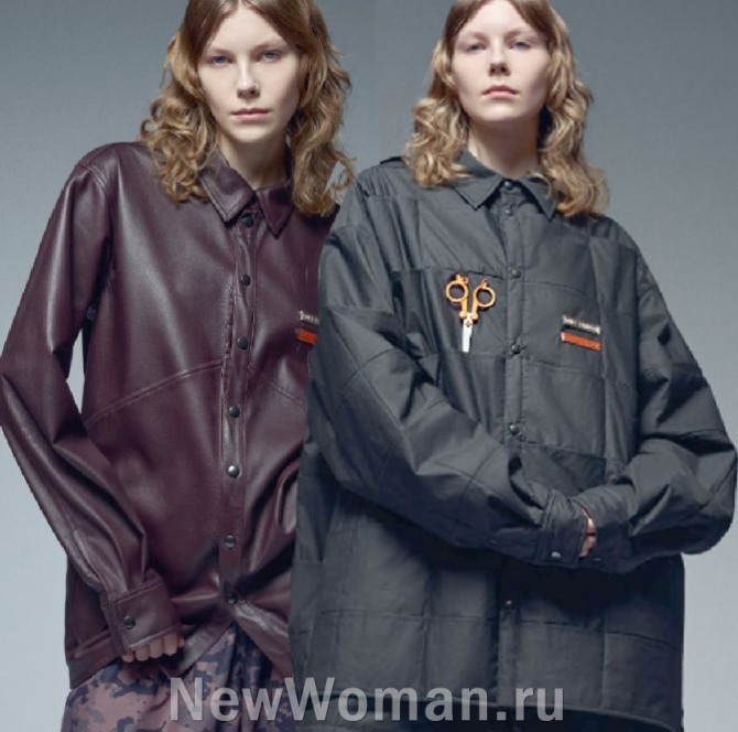 демисезонная куртка-рубашка из кожи или плащевки - женская курточная мода 2024