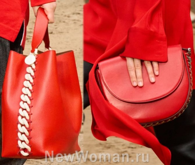 сумка-мешок и сумка-седло из красной искусственной кожи - сумки с Парижской Недели моды 2024 года