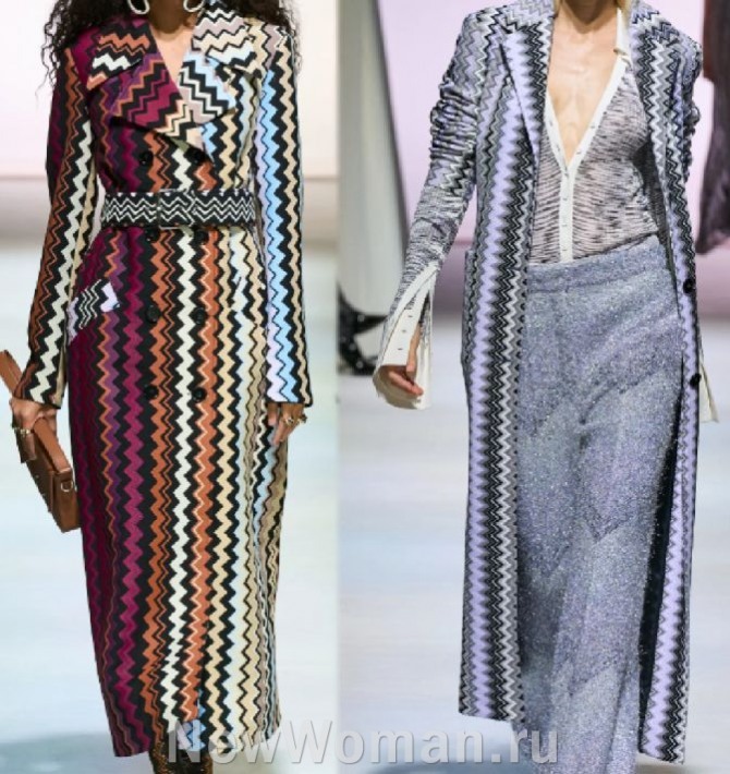 женские пальто 2024 года с принтом зигзаг - Missoni, FALL 2023 READY-TO-WEAR, Миланская Неделя моды