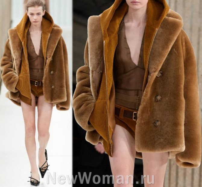 женская зимняя куртка 2024 года из искусственного мутона в сочетании с толстовкой с капюшоном и застежкой на молнию