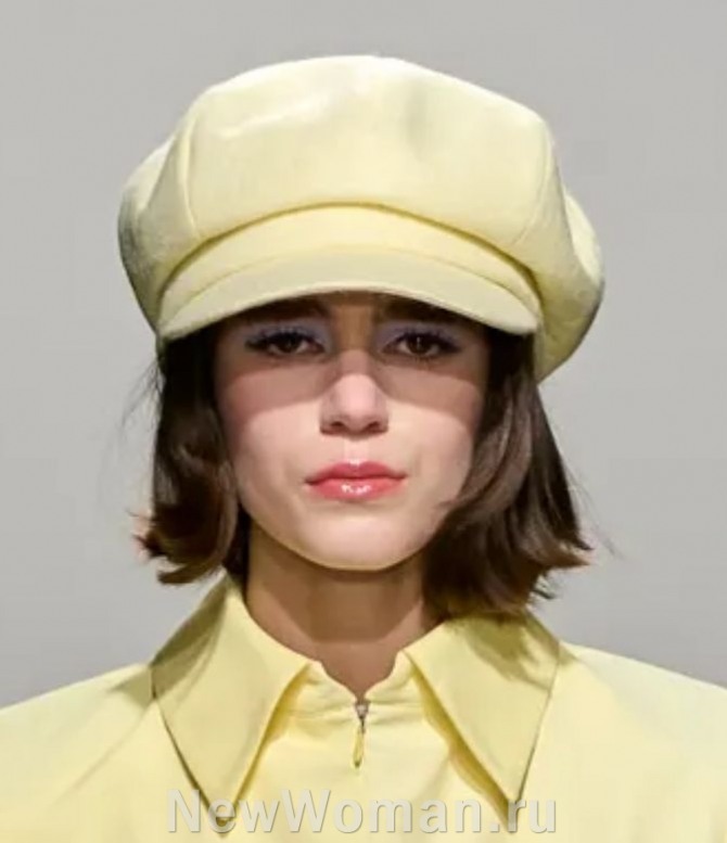 женская фуражка 2024 года с околышем и объемным верхом из текстиля, восьмиугольная тканевая женская кепка желтого цвета