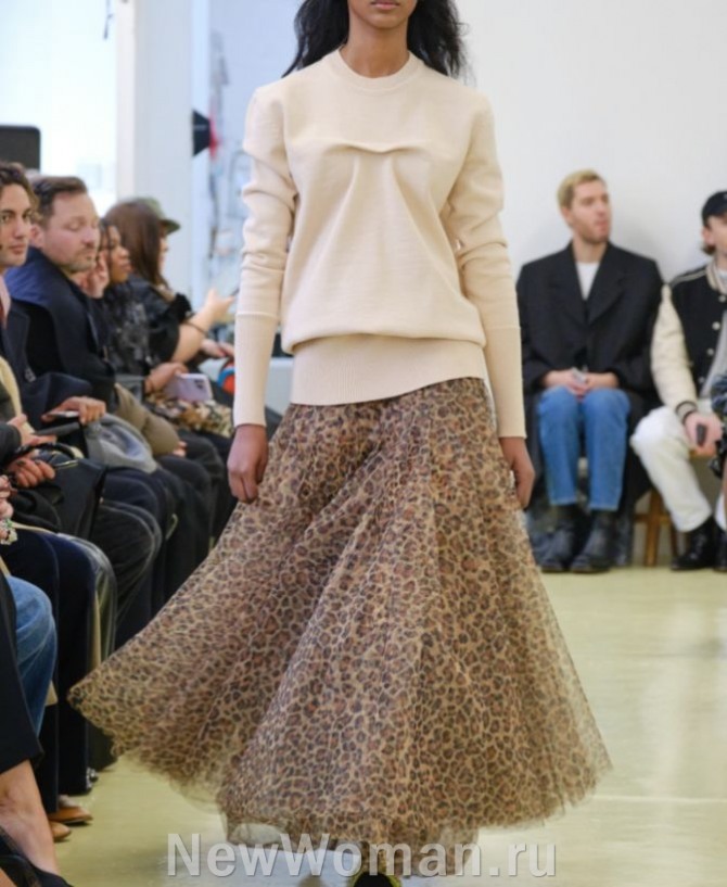 двухслойная юбка макси на чехле с леопардовым принтом