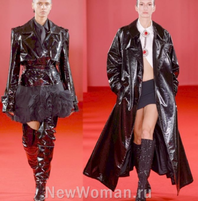 кожаные женские плащи 2024 - Лондонская Неделя моды