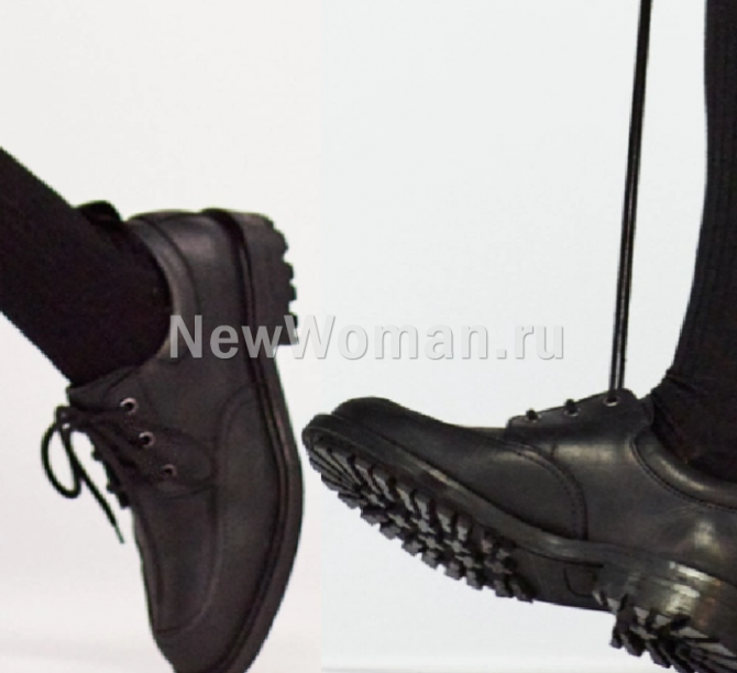 кожаные женские черные ботинки на низком каблуке, женские туфли-дерби на рифленой подошве