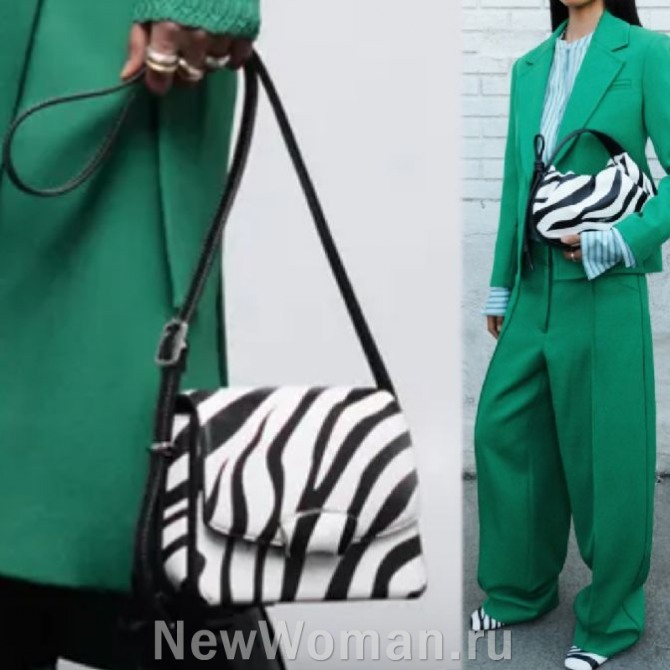 женские сумки 2024 с животным принтом "зебра"