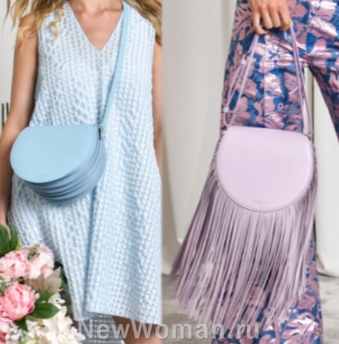 тренды в женских летних сумках 2024, сумки из Милана, сумка-седло, сумка кросс-боди, сумка с бахромой, сумка-гармошка, леденцовые оттенки