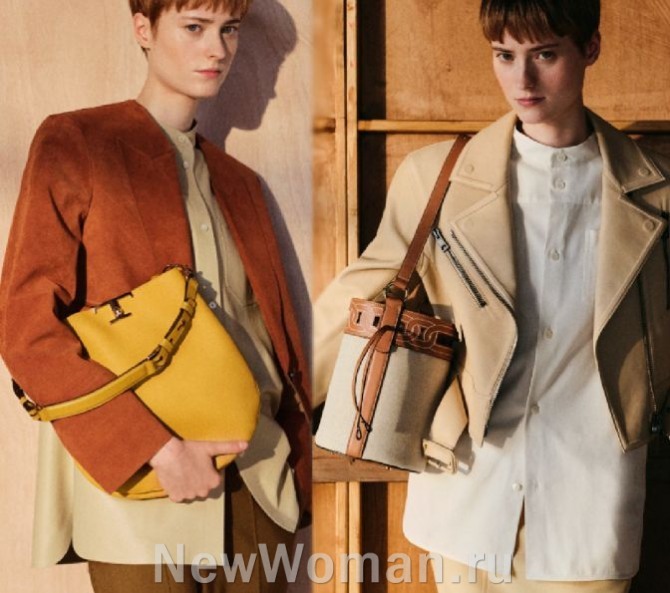 стильные женские образы на осень 2024 года с сумками, образы в серо-коричневой цветовой гамме, фото и описание
