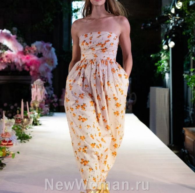 модные фасоны летних платьев 2024 - летнее платье с юбкой тюльпан без бретелей