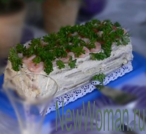 Торт-бутерброд с морепродуктами