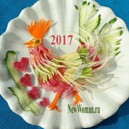 оформление блюд в год петуха символ 2017 года