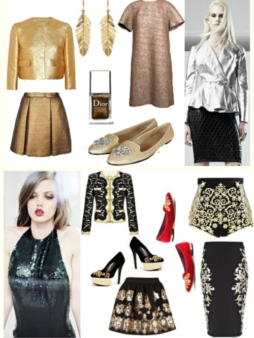 Модный тренд - золотые и серебряные платья