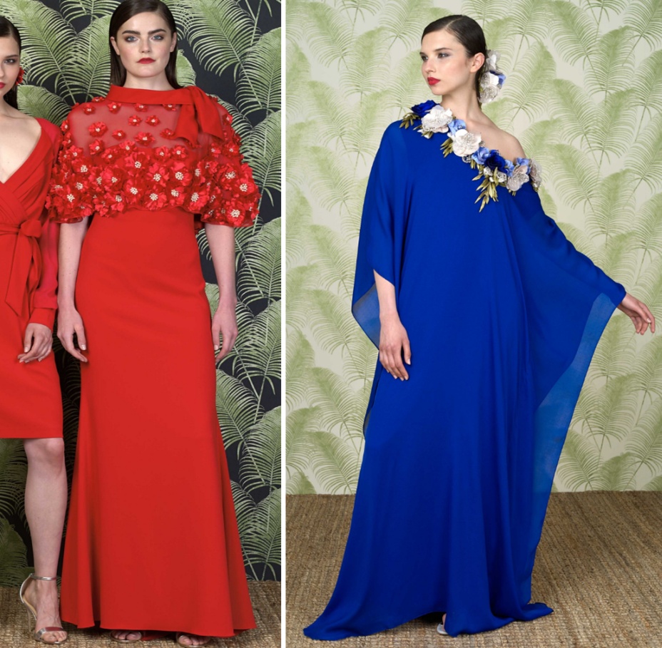 вечерние платья для полных девушек - синего и красного цвета