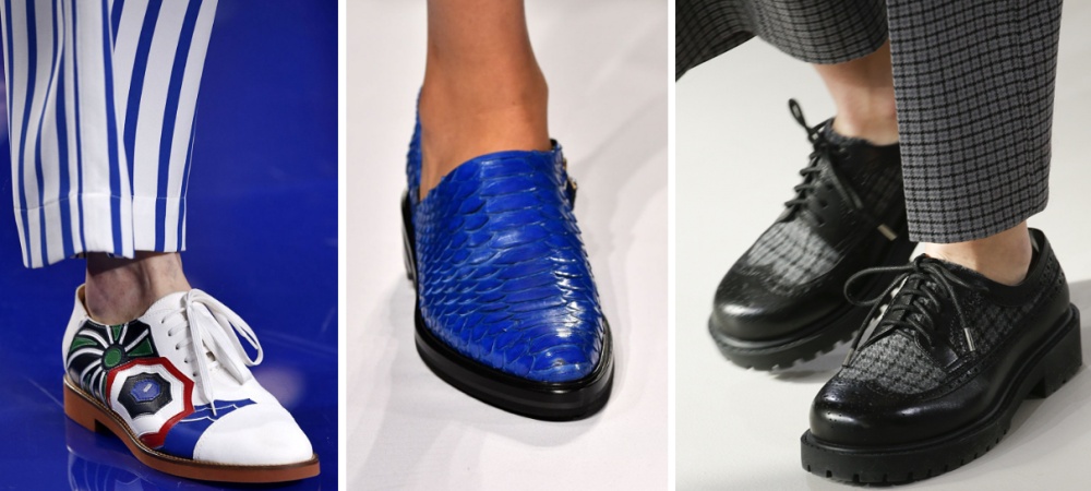 Женские осенние ботинки 2018 в мужском стиле - белые, синие, черные