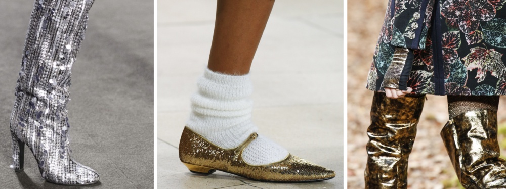обувь из металлизированных материалов - блестящие туфли, ботфорты, сапоги