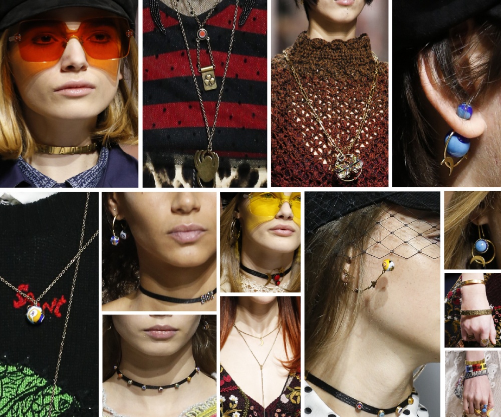 модные тенденции в украшениях от Christian Dior - кулоны, цепочки, браслеты, чокеры, серьги