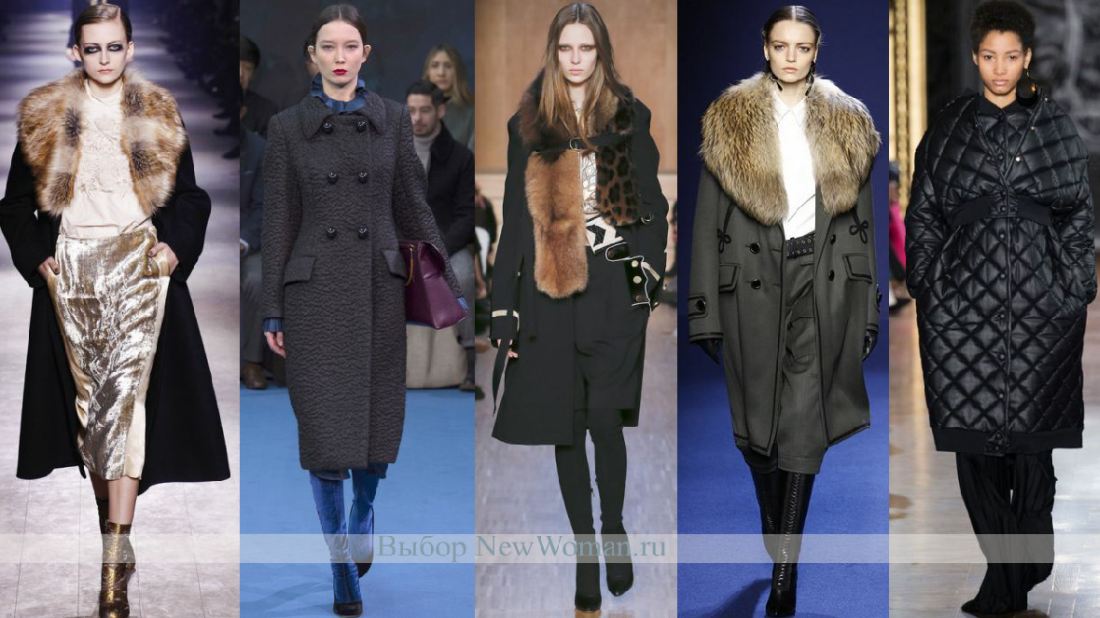 Зимнее пальто черное и серое - из модных коллекций