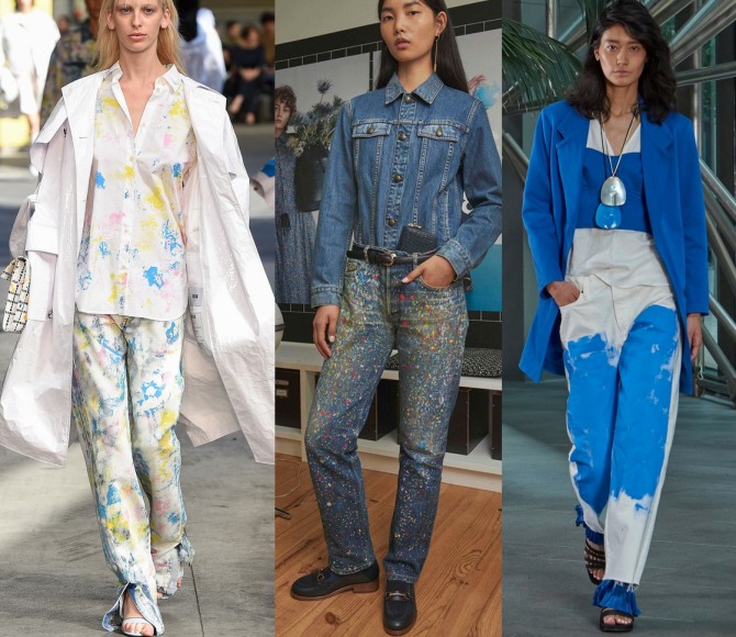 модный тренд весна-лето 2018 - джинсы с цветными пятнами