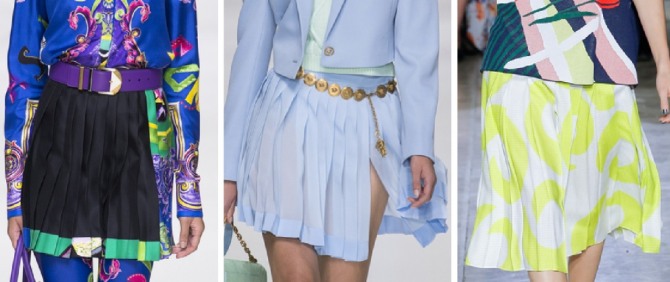 летние юбки в складку длиной выше колена - модный тренд 2018