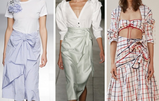 Весной и летом 2018 года будут в тренде юбки, декорированные бантами.