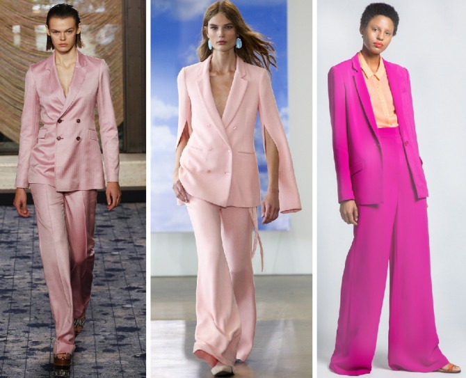 модный костюм розового цвета для девушек