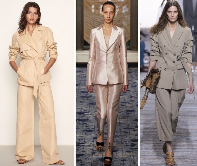 весной 2018 года в моде светло-коричневая гамма женских деловых костюмов