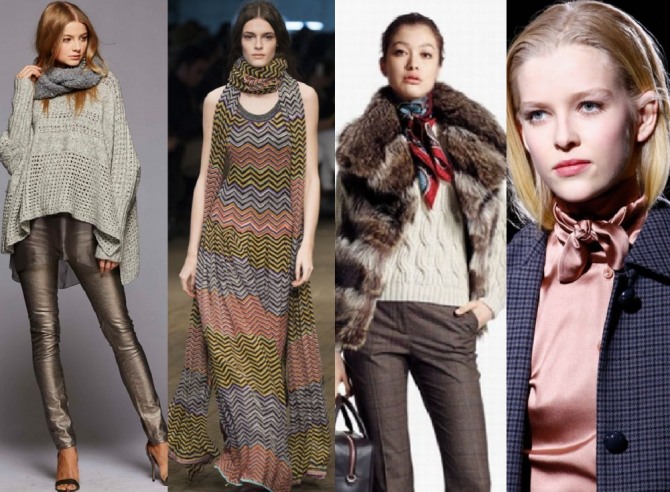 дизайнерские шарфы и платки на моделях с модных показов
