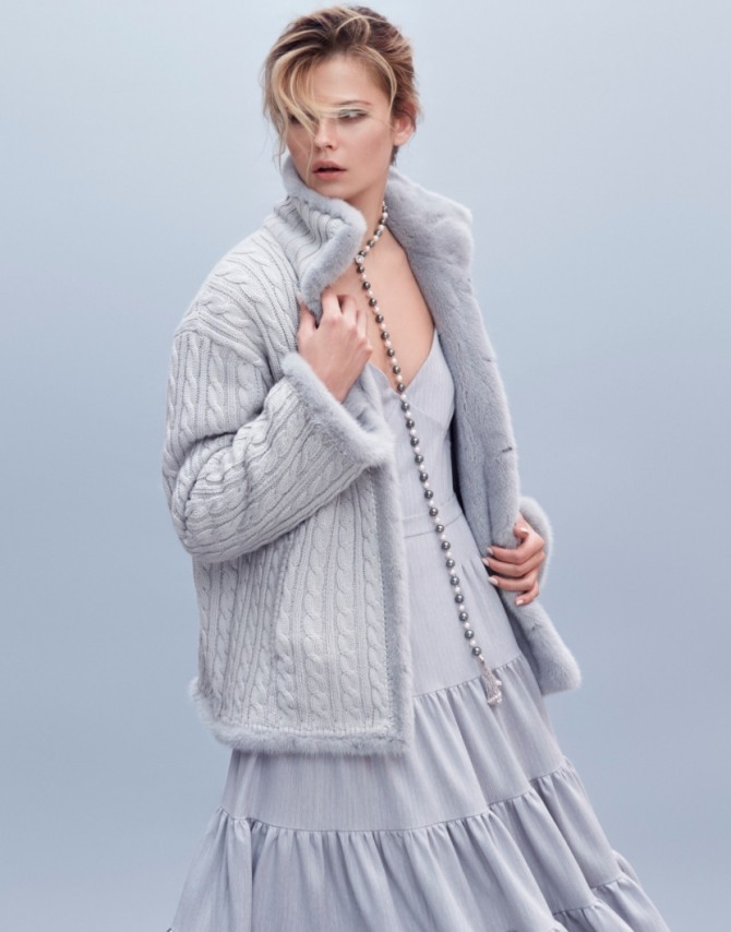 женская модная фвязаная теплая куртка прямого кроя с меховой отделкой - мода 2018 года