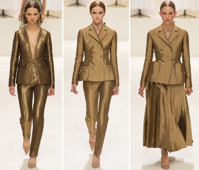 костюмы из золотой ткани от бренда Кристиан Диор