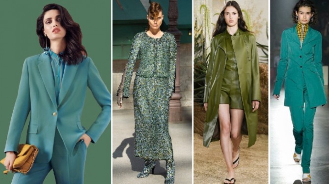 костюмы в зеленой цветовой гамме для бизнес-леди 2019