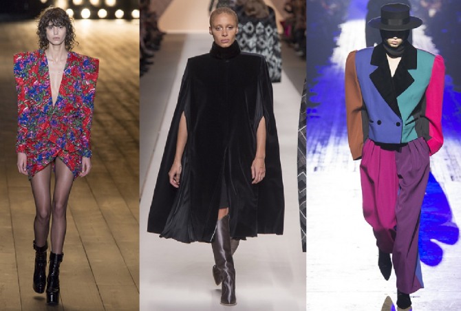 главные модные тенденции в одежде для девушек и женщин Осень-Зима 2018-2019 - широкие мужские плечи