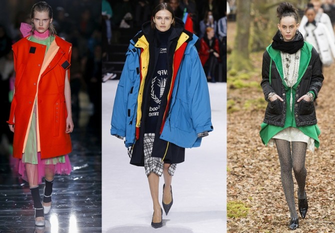 главные тенденции в женской одежде Осень-Зима 2018-2019 - многослойность, многослойные плащи, куртки, пальто