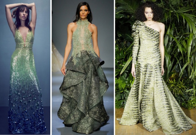 зеленое модное новогоднее платье 2019