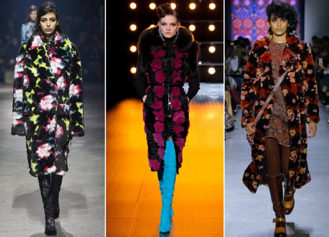 модели модных шуб 2019 от Kenzo, Braschi, Anna Sui - с цветочным рисунком