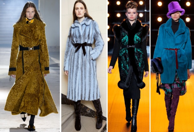 новинки модных женских элегантных шуб 2019 - Синтетические меховые пальто приталенного силуэта с поясом