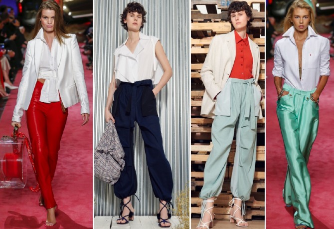 с какого цвета брюками носить летом 2019 года белые и красные блузки