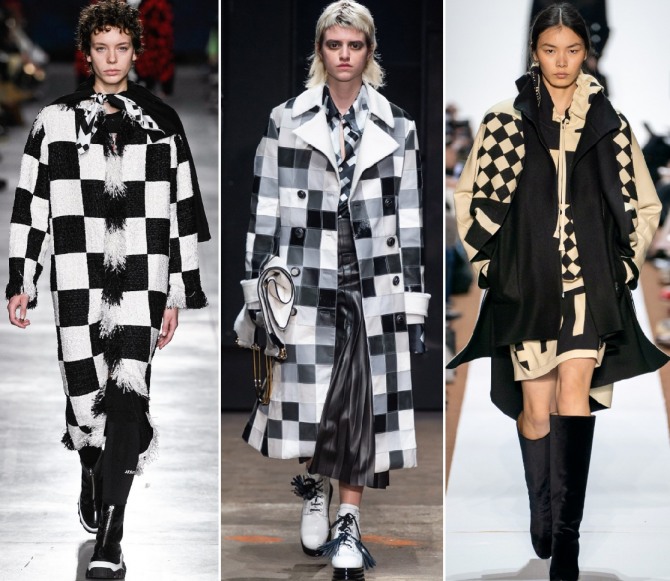 модный принт 2020 года для женских моделей пальто - шахматная доска