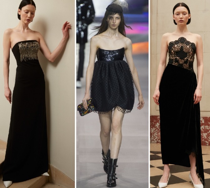 новогодние платья 2020 черного цвета с блестящими и кружевными вставками