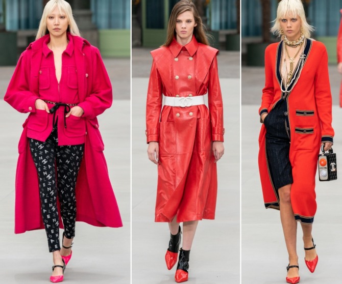 красные женские пальто из коллекции Шанель Курорт 2020