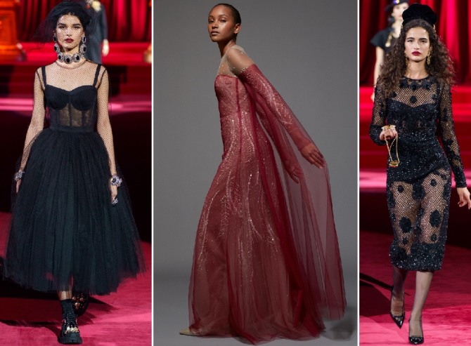 вечерние платья из сетчатой ткани - модный тренд 2020 года