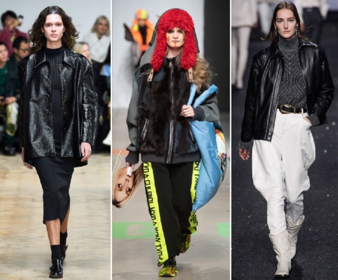 женская модная одежда осень-зима 2019-2020 - кожаные и тканевые куртки прямого свободного силуэта