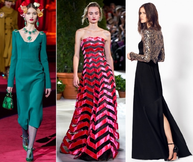 дизайнерские платья 2020 года для особого случая приталенного силуэта - зеленое, в черно-красную полоску и черное с металлизированным верхом