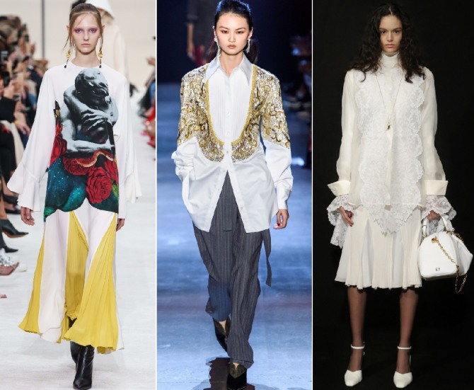 женские блузки 2020 года навыпуск - модные модели с фотопринтом, вышивкой и кружевом