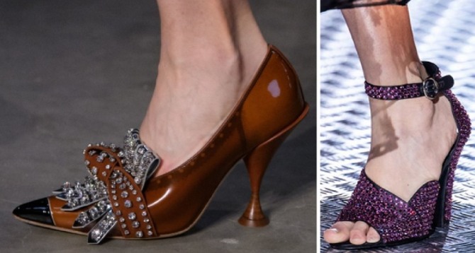 фото моделей стильной женской дизайнерской обуви 2020 года - на фото вечерние туфли с декором стеклярусом