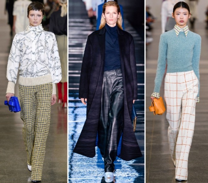 модные дамские брендовые брюки прямого кроя с модных показов осень-зима 2019-2020