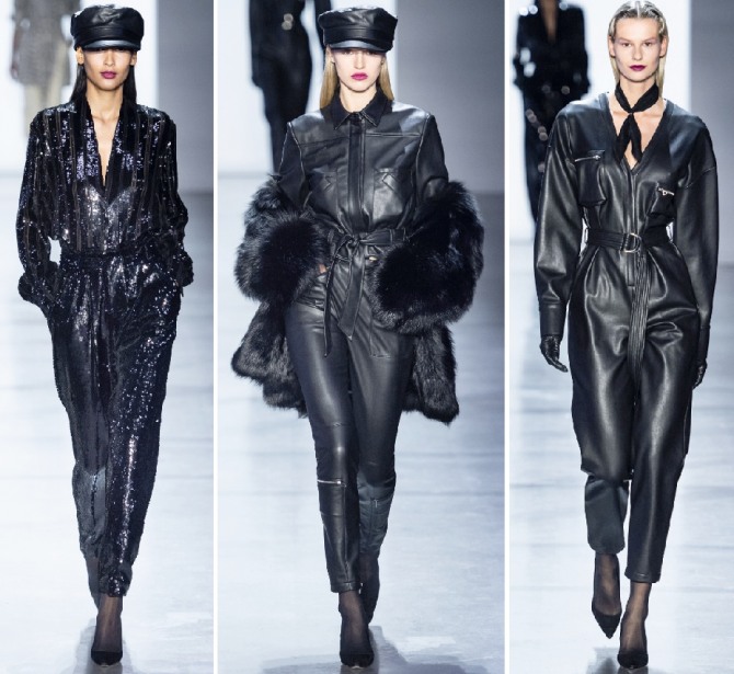 стильные черные кожаные комбинезоны на осень-зиму 2019-2020 года