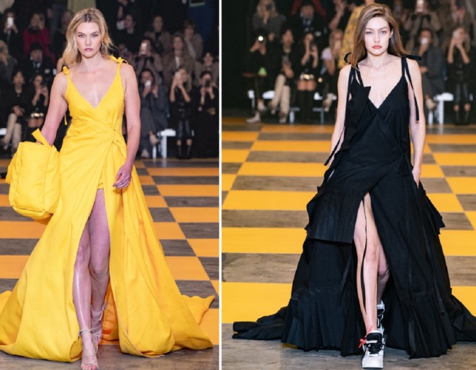 желто и черное летнее вечернее платье 2020 длиною в пол