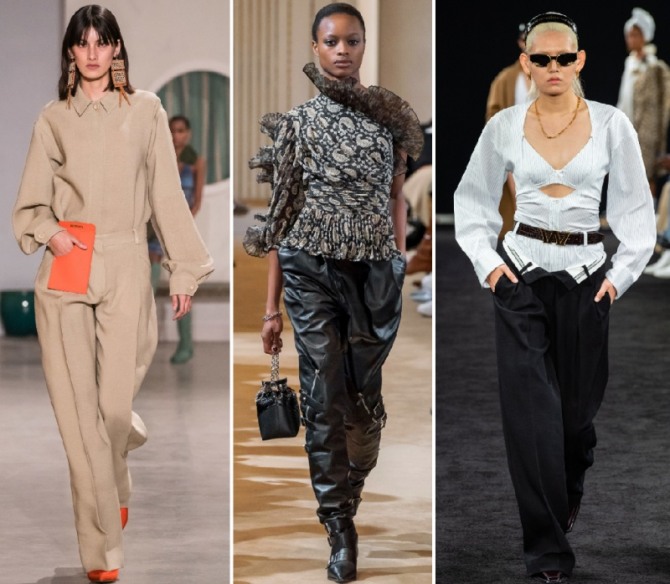 модные брюки для девушек и женщин осень-зима 2019-2020 с блузками